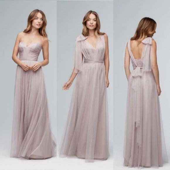 Wtoo By Watters 141 Nude Tulle Convertible Maxi Dress